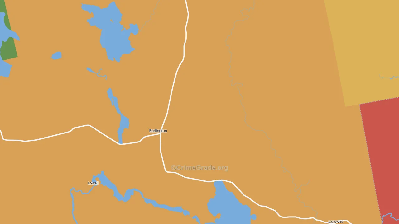 Burlington, ME Map of Drug-Related Crime Rates