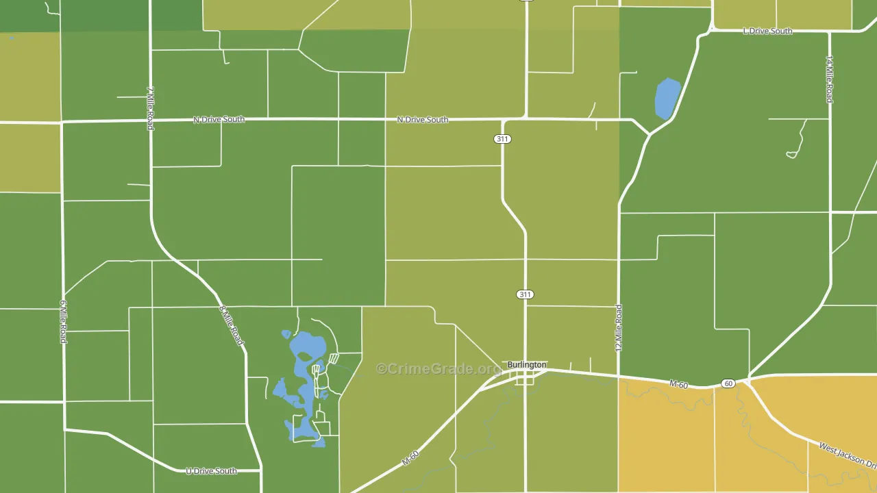 Burlington, MI Map of Drug-Related Crime Rates
