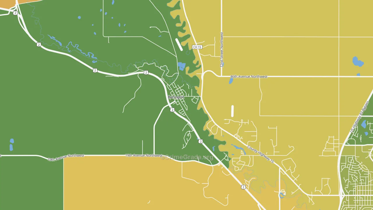 Burlington, ND Map of Drug-Related Crime Rates