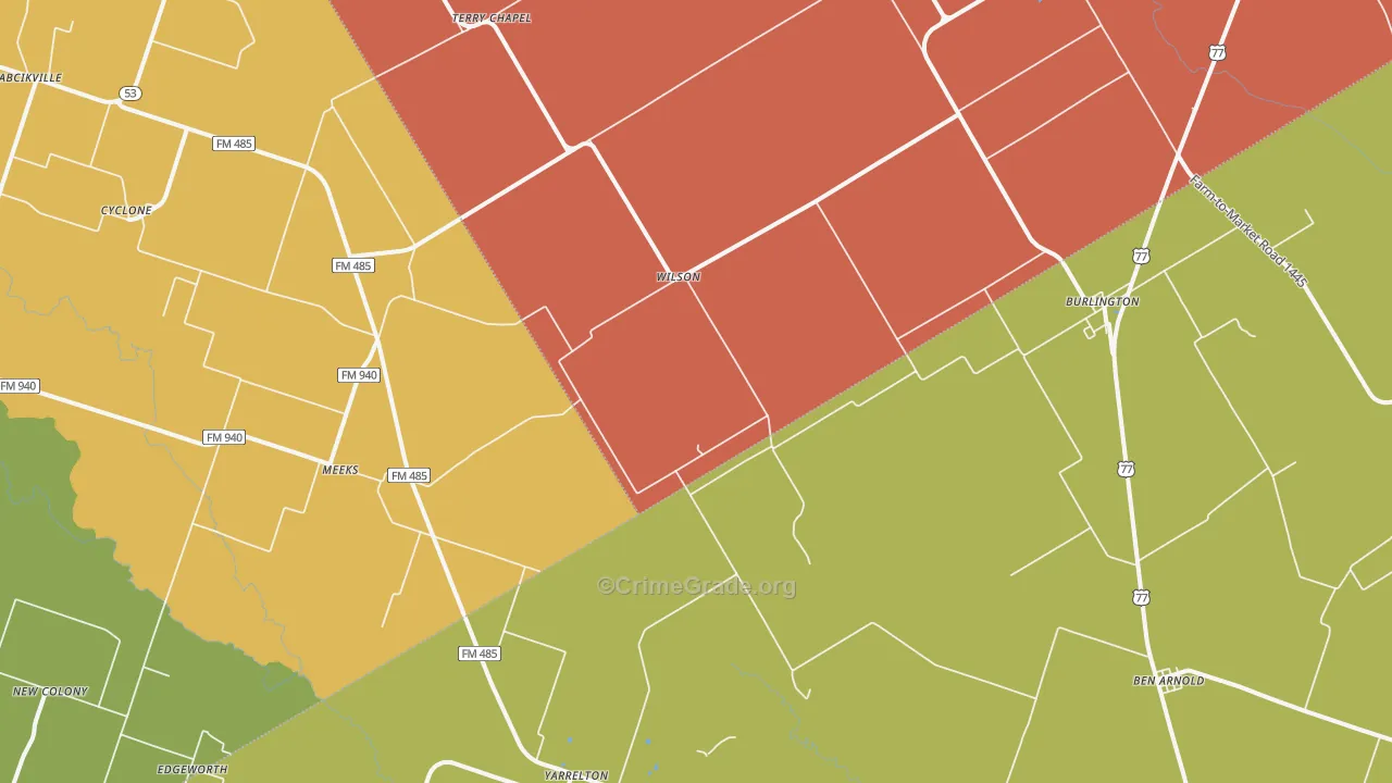 Burlington, TX Map of Drug-Related Crime Rates