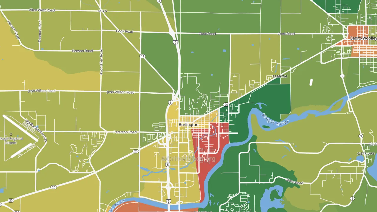 Burlington, WA Map of Drug-Related Crime Rates