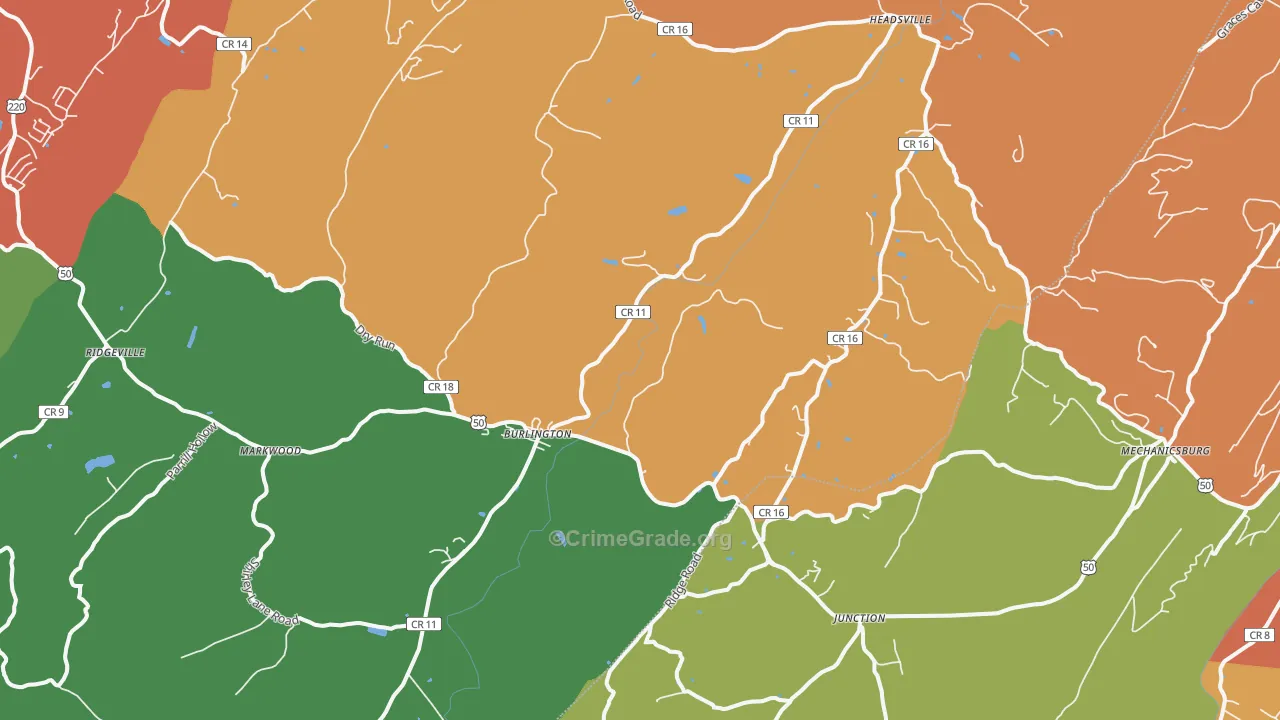 Burlington, WV Map of Drug-Related Crime Rates