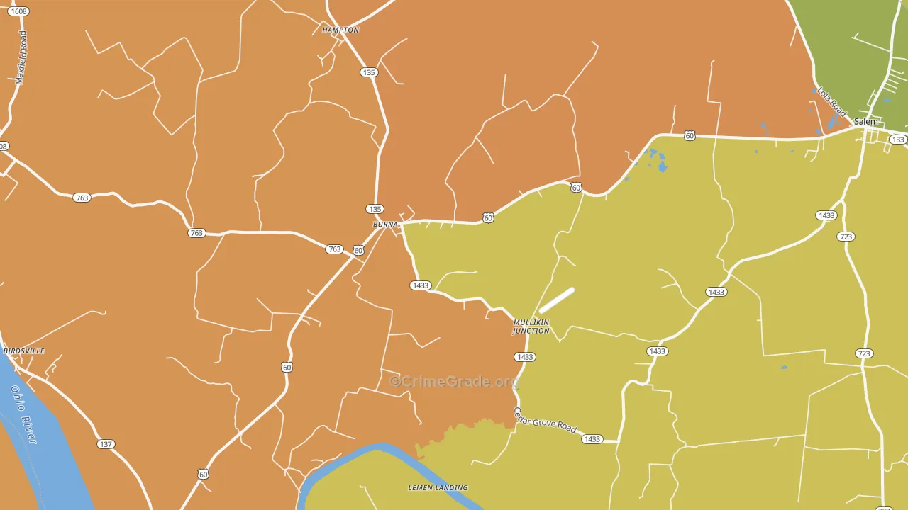 Burna, KY Map of Drug-Related Crime Rates