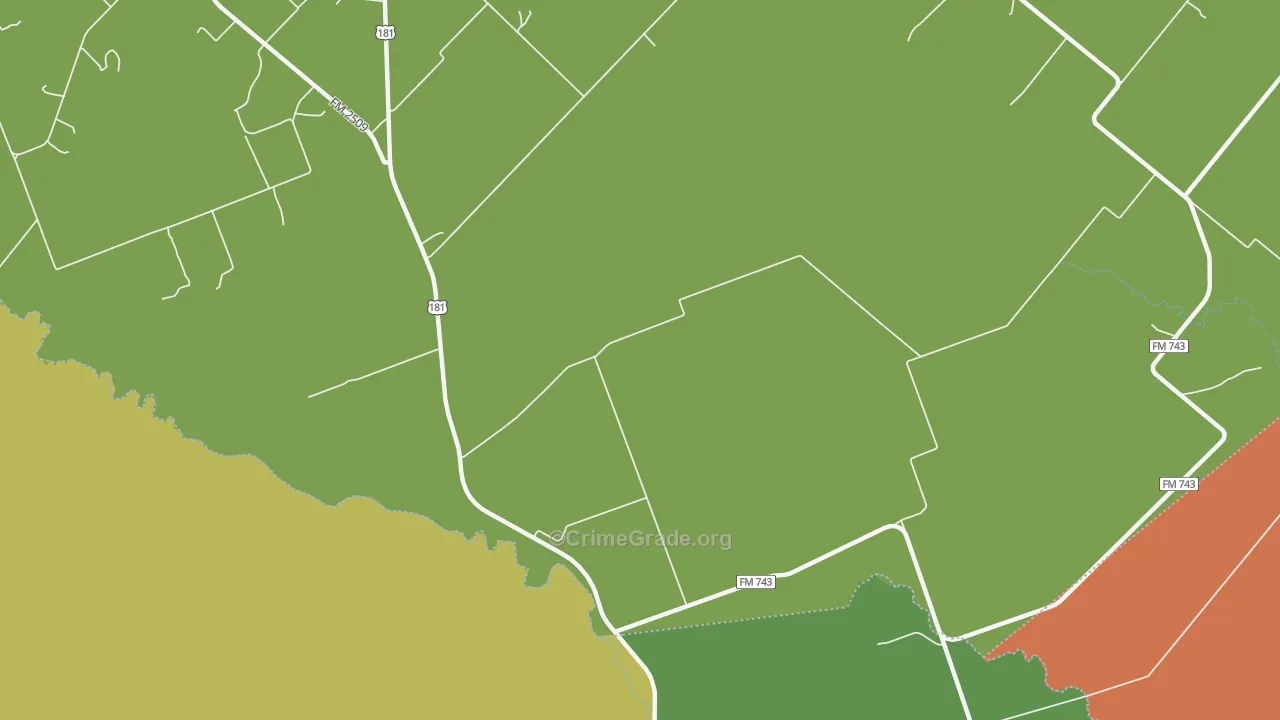 Burnell, TX Map of Drug-Related Crime Rates