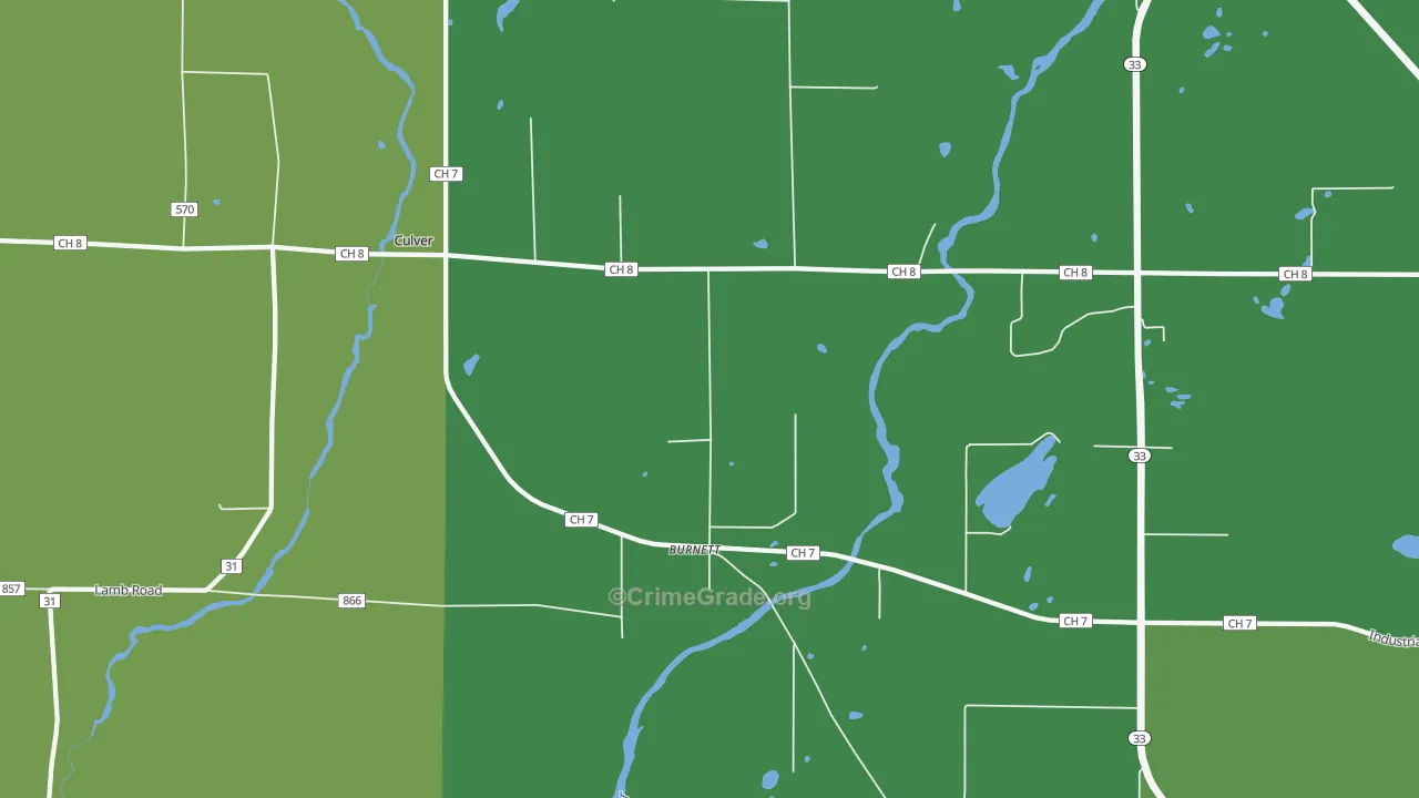 Burnett, MN Map of Drug-Related Crime Rates