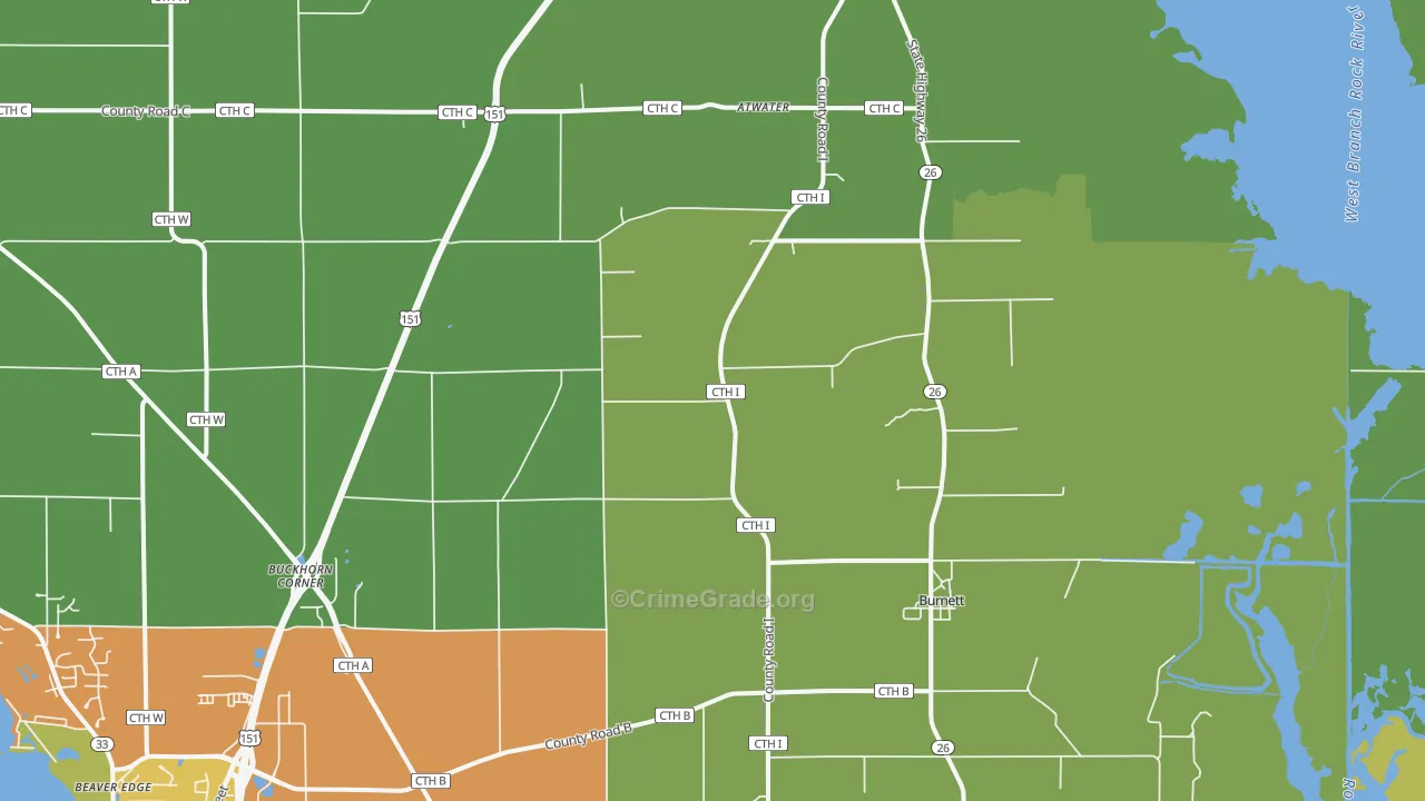 Burnett, WI Map of Drug-Related Crime Rates