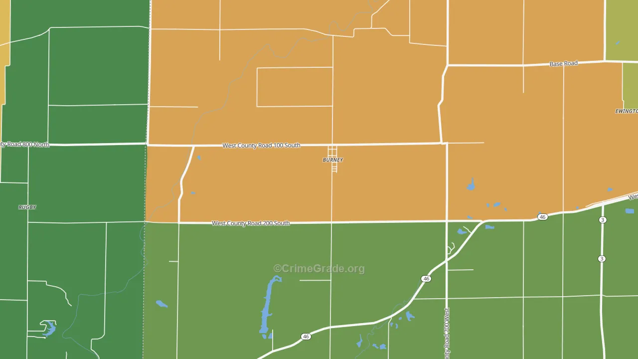 Burney, IN Map of Drug-Related Crime Rates