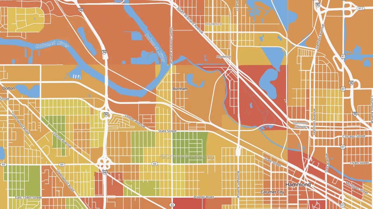 Burnham, IL Map of Drug-Related Crime Rates