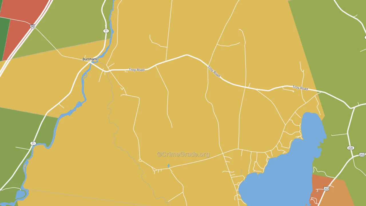 Burnham, ME Map of Drug-Related Crime Rates