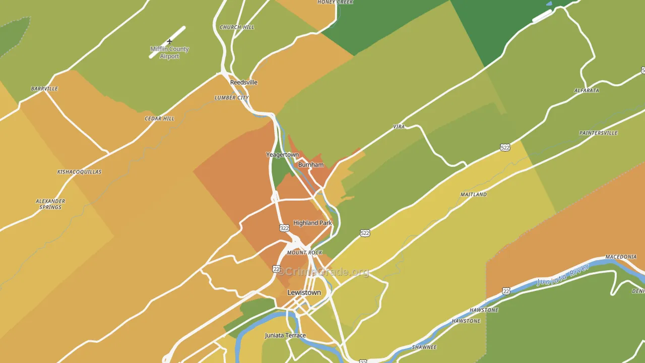 Burnham, PA Map of Drug-Related Crime Rates