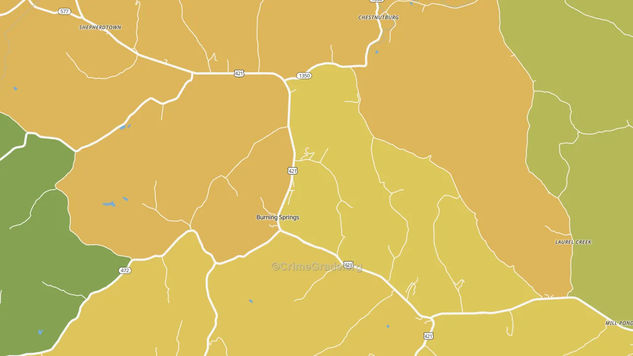 Burning Springs, KY Map of Drug-Related Crime Rates