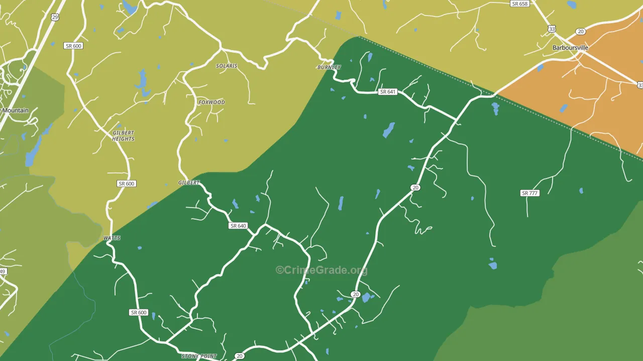 Burnley, VA Map of Drug-Related Crime Rates