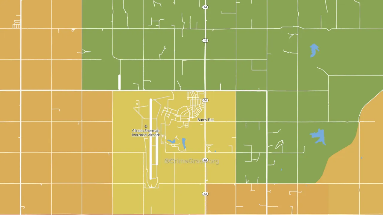 Burns Flat, OK Map of Drug-Related Crime Rates