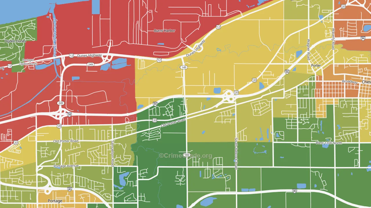 Burns Harbor, IN Map of Drug-Related Crime Rates