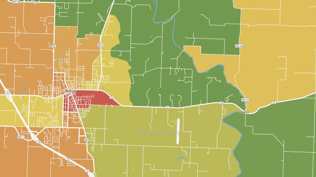 Burns, MO Map of Drug-Related Crime Rates