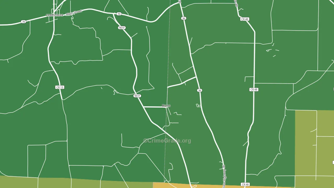 Burns, NY Map of Drug-Related Crime Rates