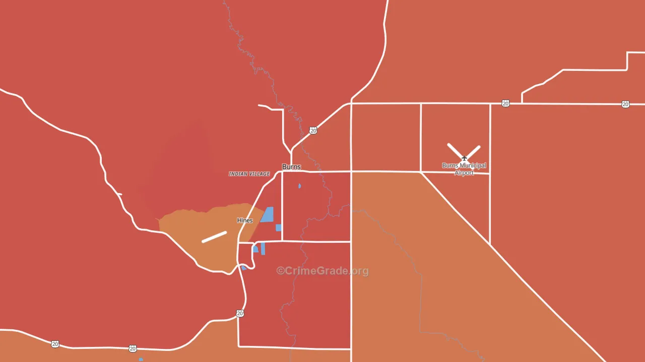 Burns, OR Map of Drug-Related Crime Rates