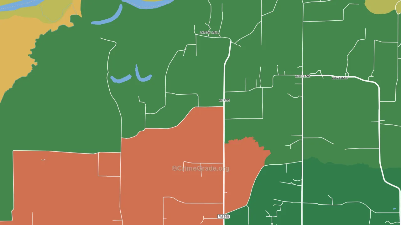 Burns, TX Map of Drug-Related Crime Rates