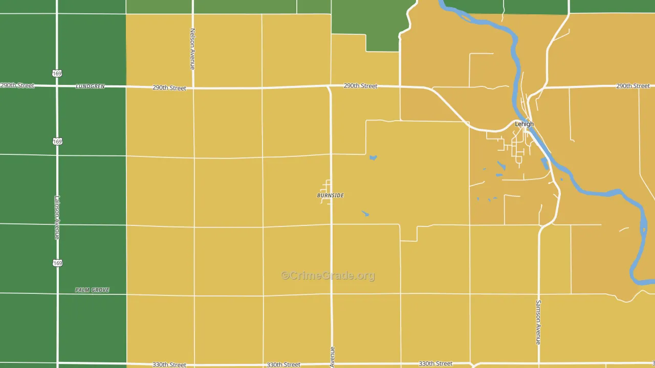 Burnside, IA Map of Drug-Related Crime Rates
