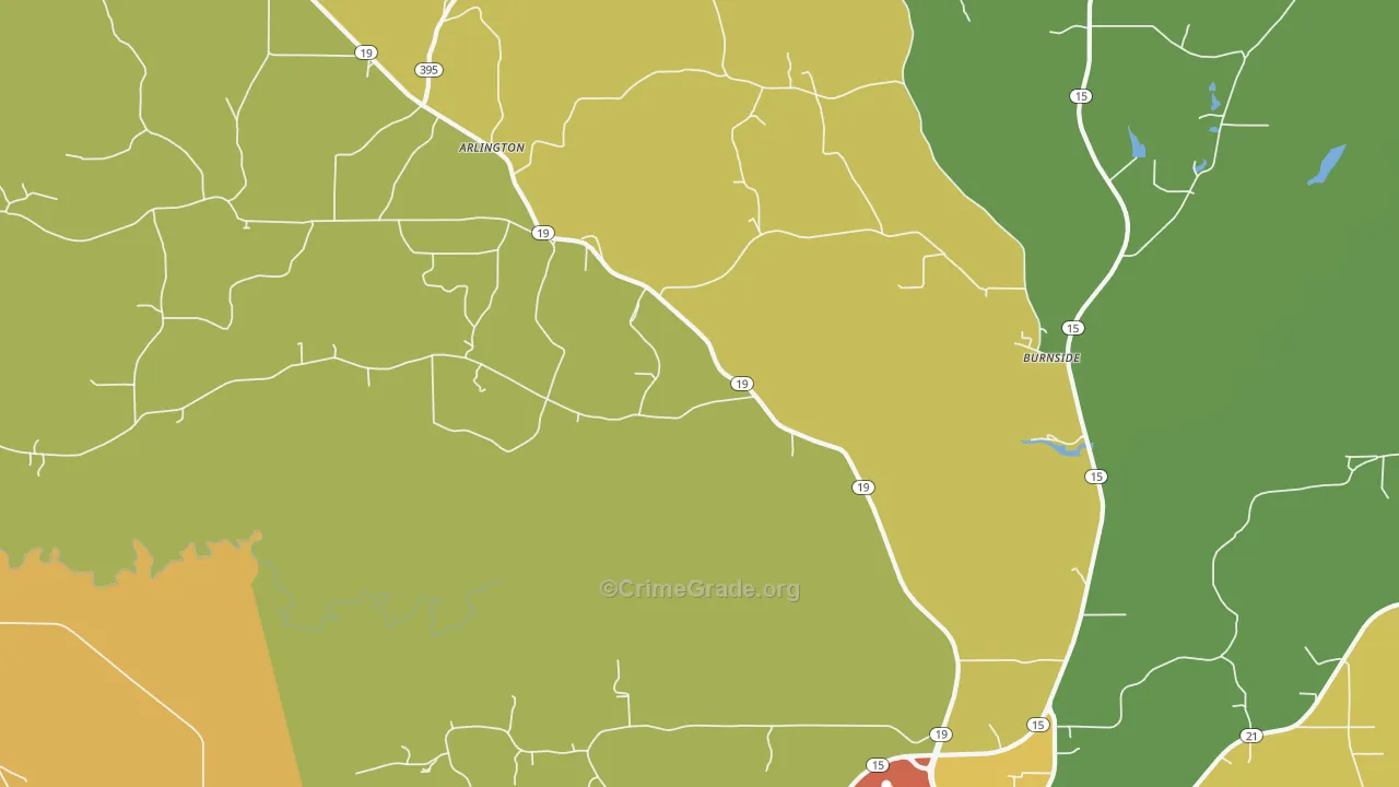 Burnside, MS Map of Drug-Related Crime Rates