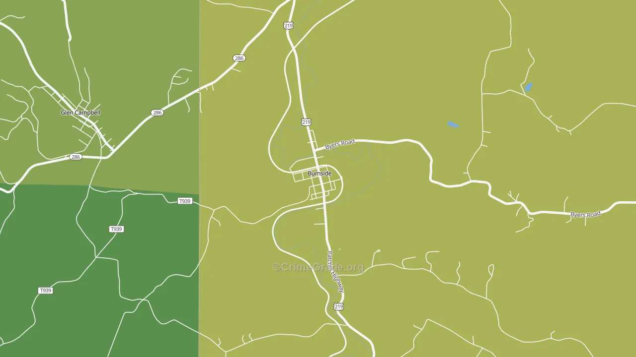 Burnside, PA Map of Drug-Related Crime Rates