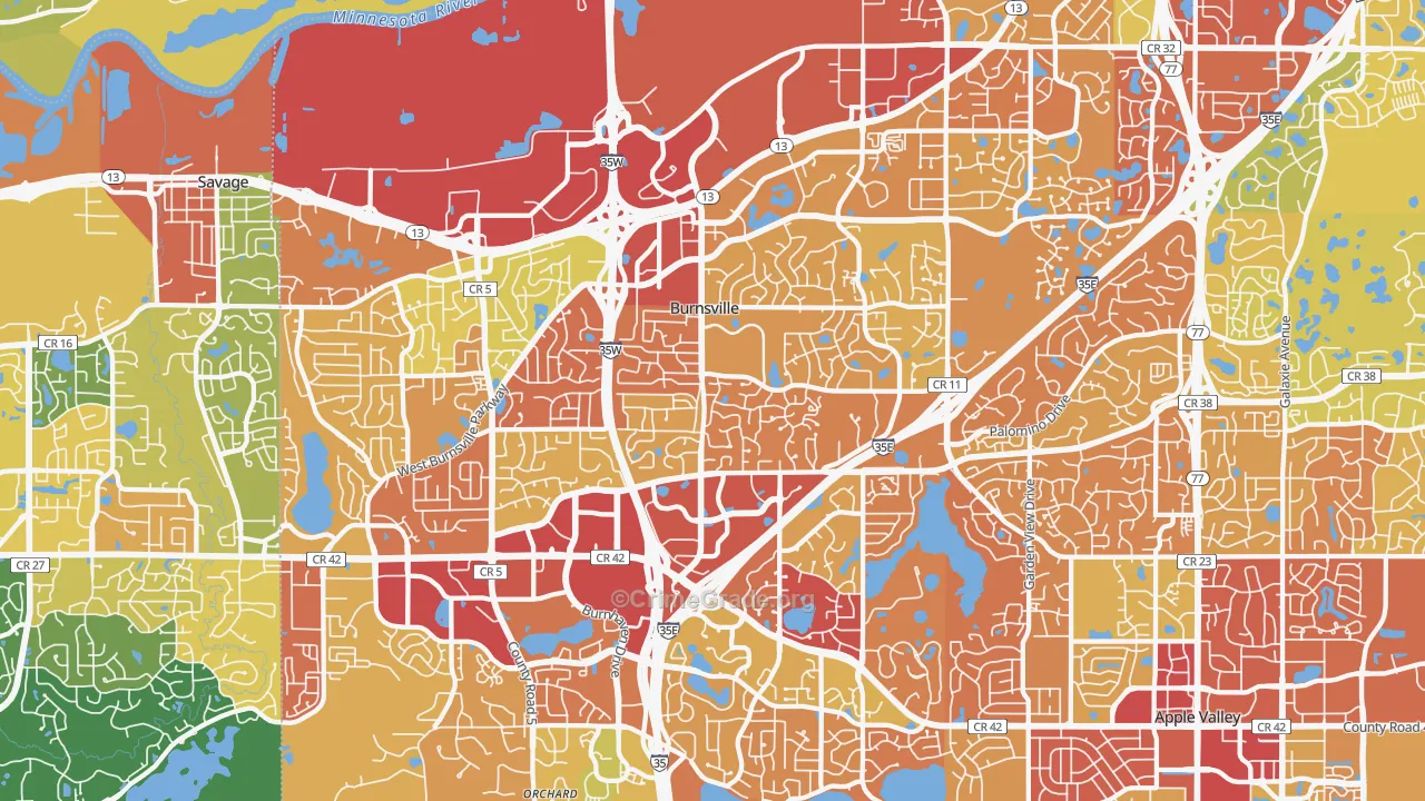 Burnsville, MN Map of Drug-Related Crime Rates
