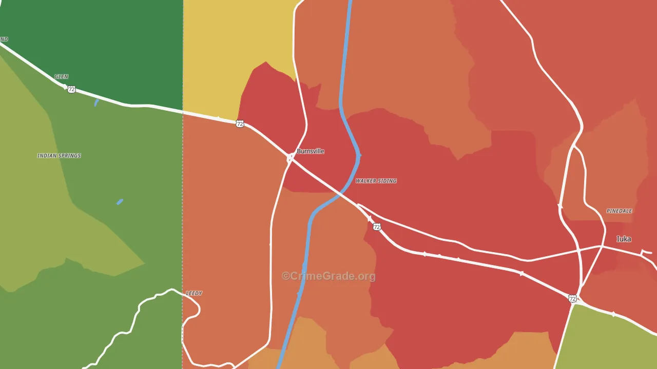 Burnsville, MS Map of Drug-Related Crime Rates