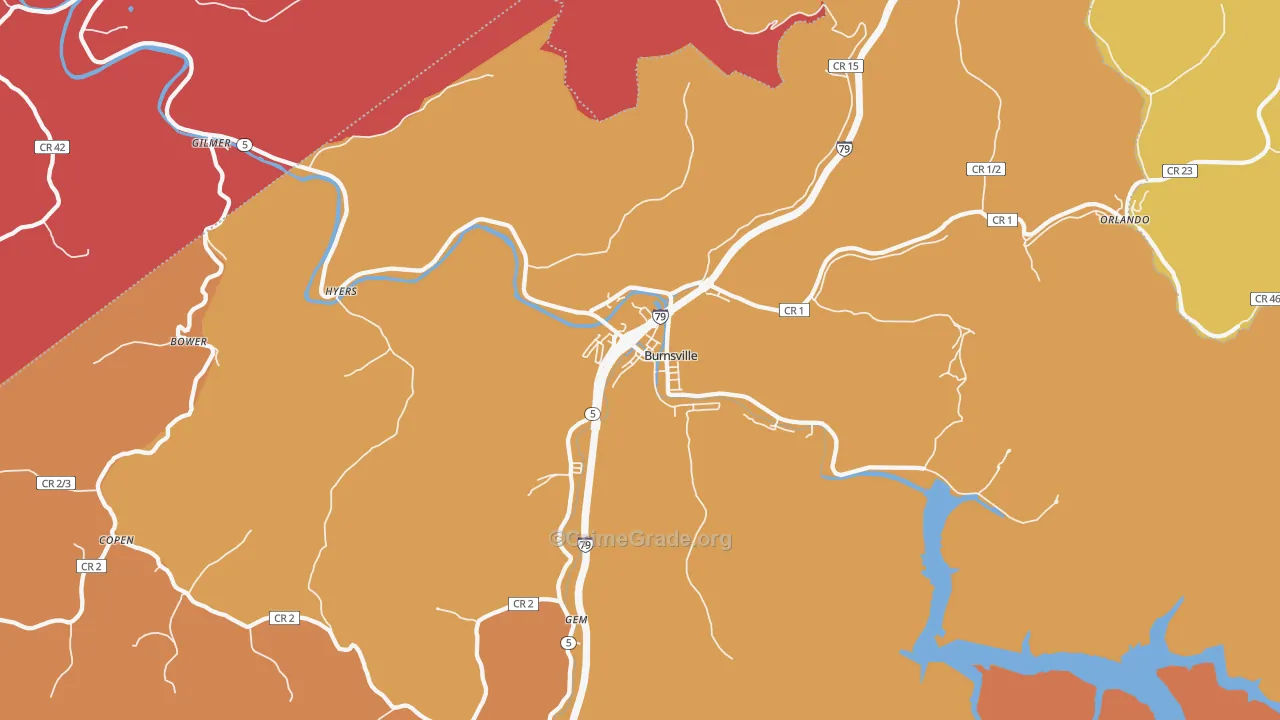 Burnsville, WV Map of Drug-Related Crime Rates