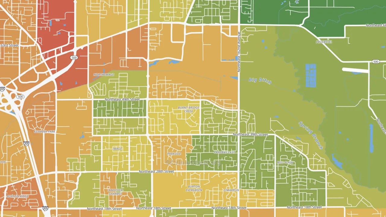 Burnt Bridge Creek, Vancouver, WA Map of Drug-Related Crime Rates