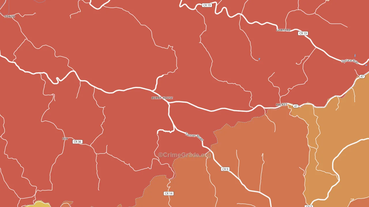 Burnt House, WV Map of Drug-Related Crime Rates