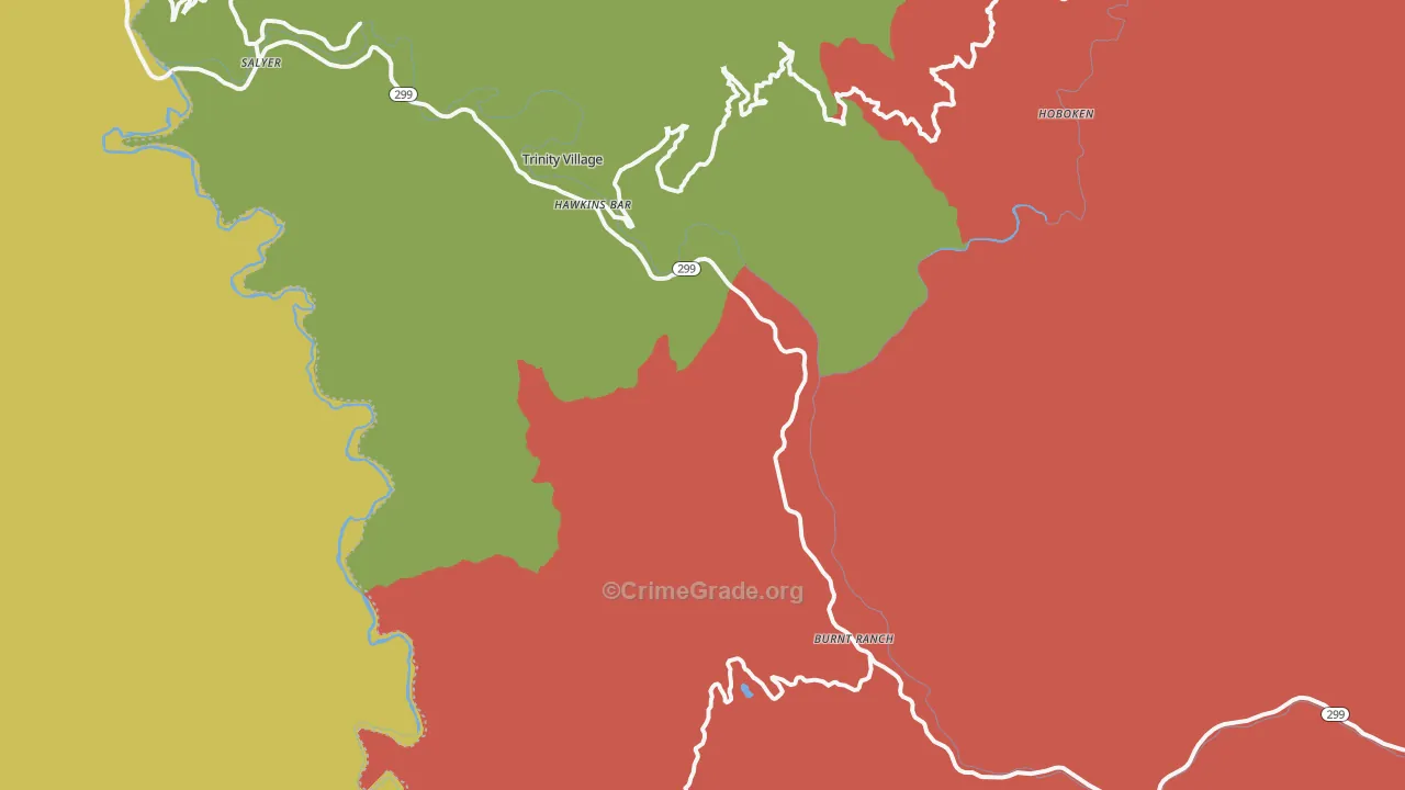 Burnt Ranch, CA Map of Drug-Related Crime Rates