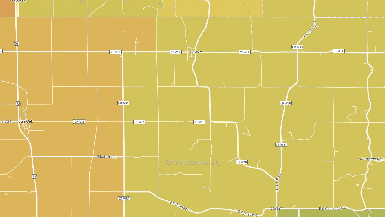 Burr Oak, IA Map of Drug-Related Crime Rates
