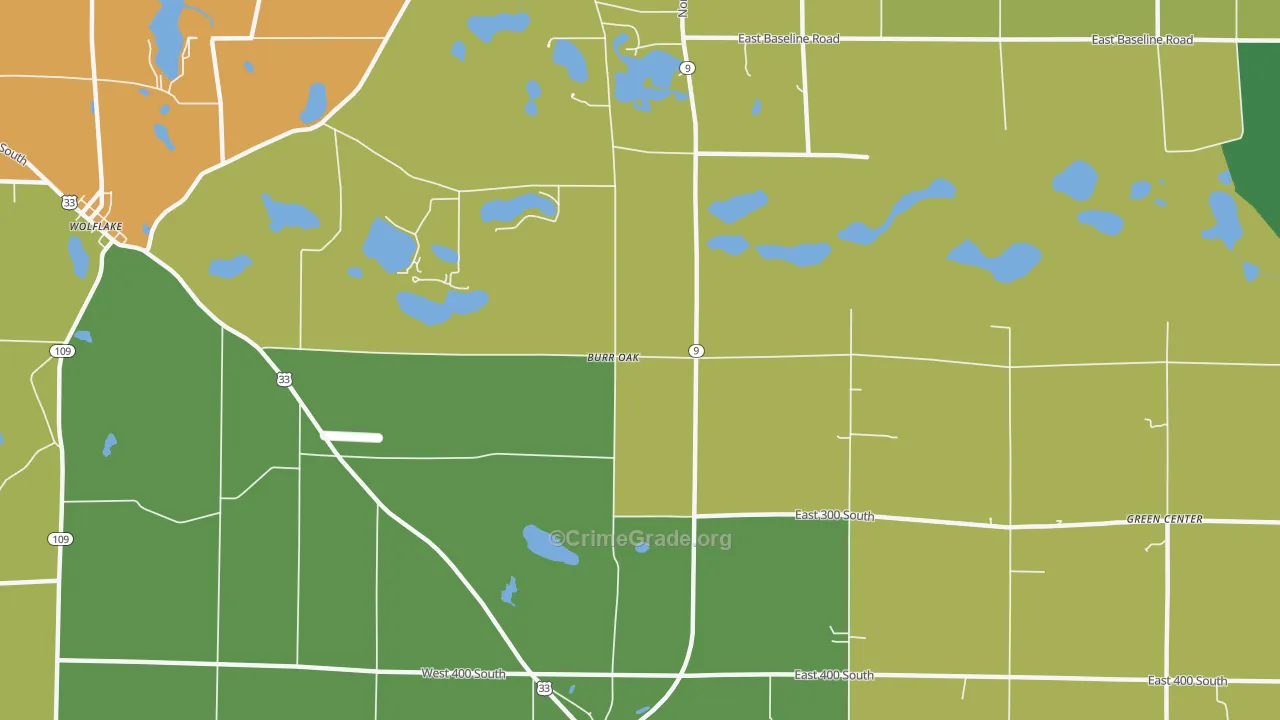 Burr Oak, IN Map of Drug-Related Crime Rates
