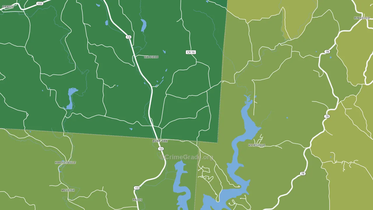 Burr Oak, OH Map of Drug-Related Crime Rates