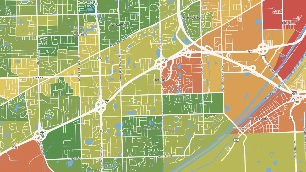Burr Ridge, IL Map of Drug-Related Crime Rates