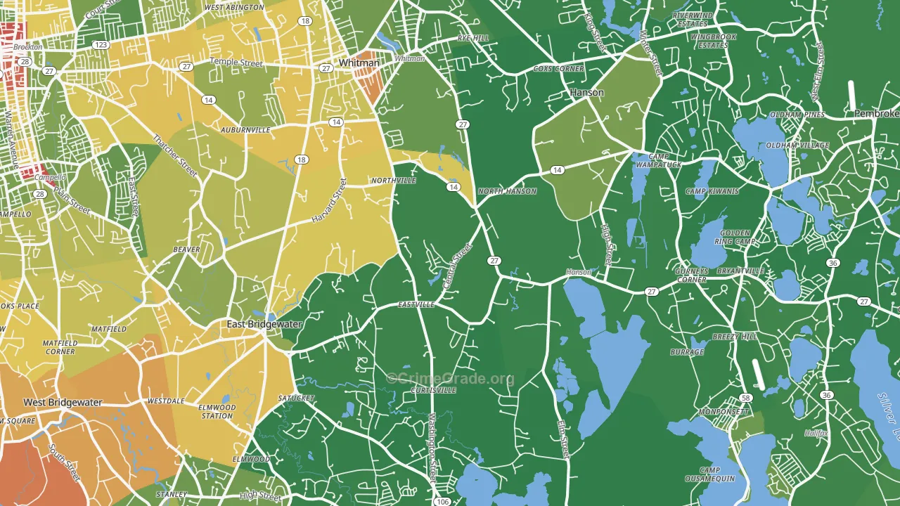 Burrage, Hanson, MA Map of Drug-Related Crime Rates