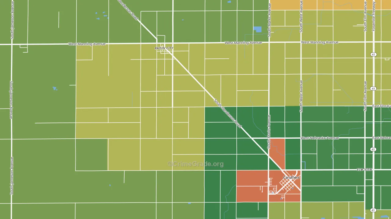 Burrel, CA Map of Drug-Related Crime Rates