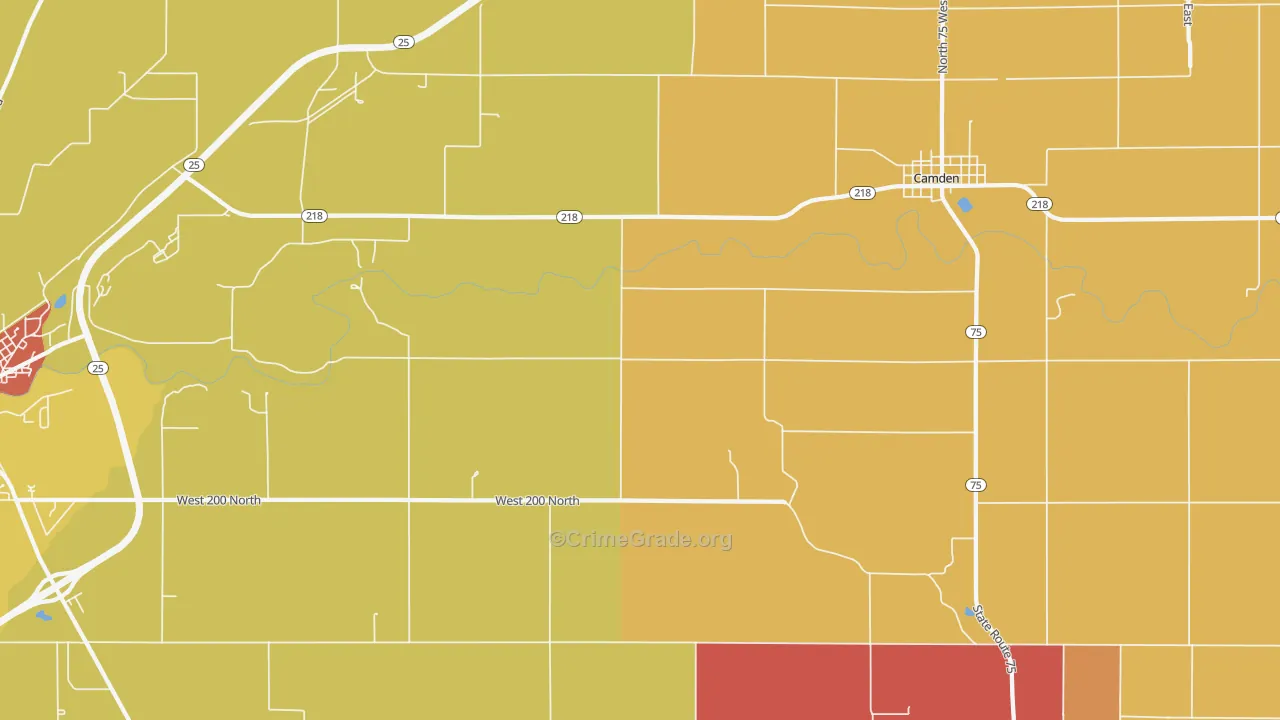 Burrows, IN Map of Drug-Related Crime Rates