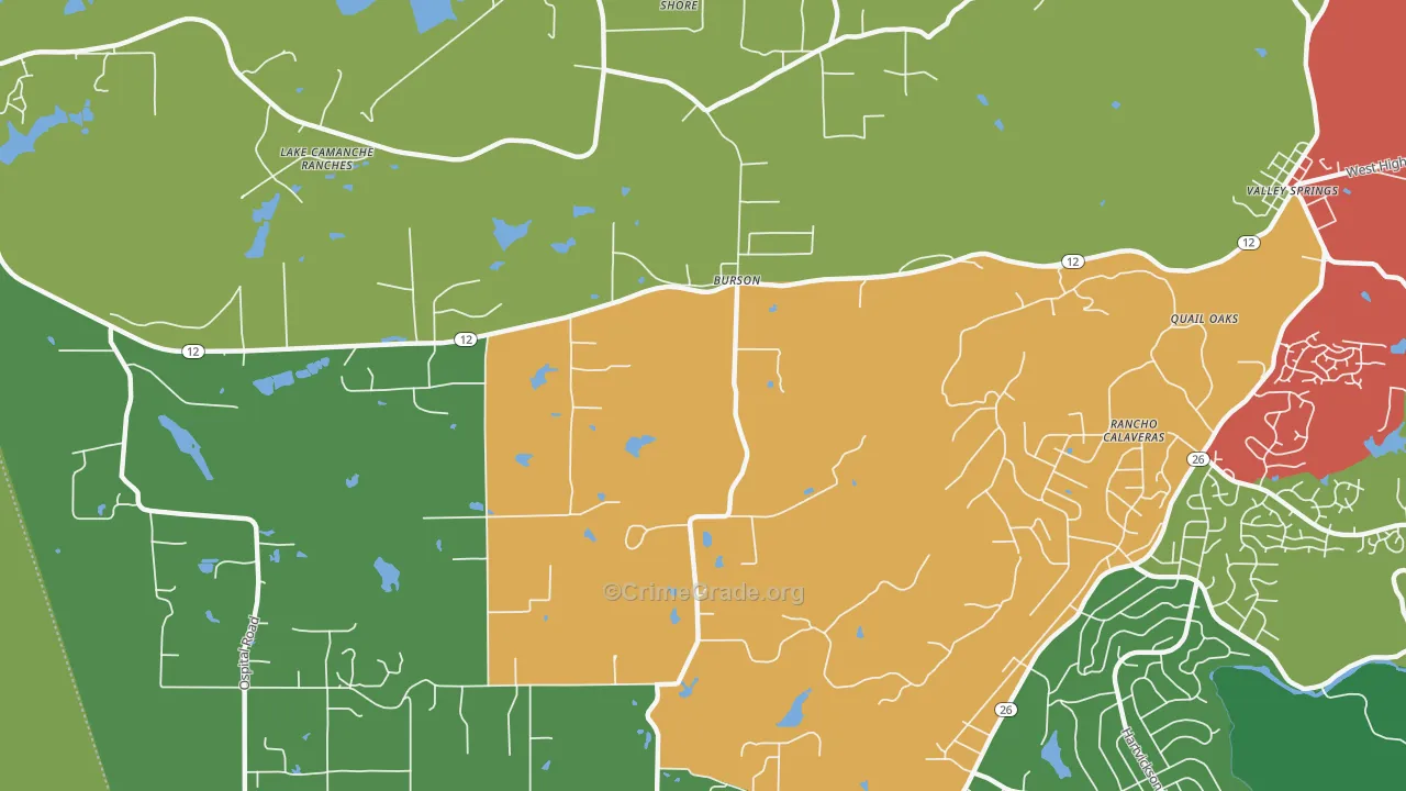 Burson, CA Map of Drug-Related Crime Rates
