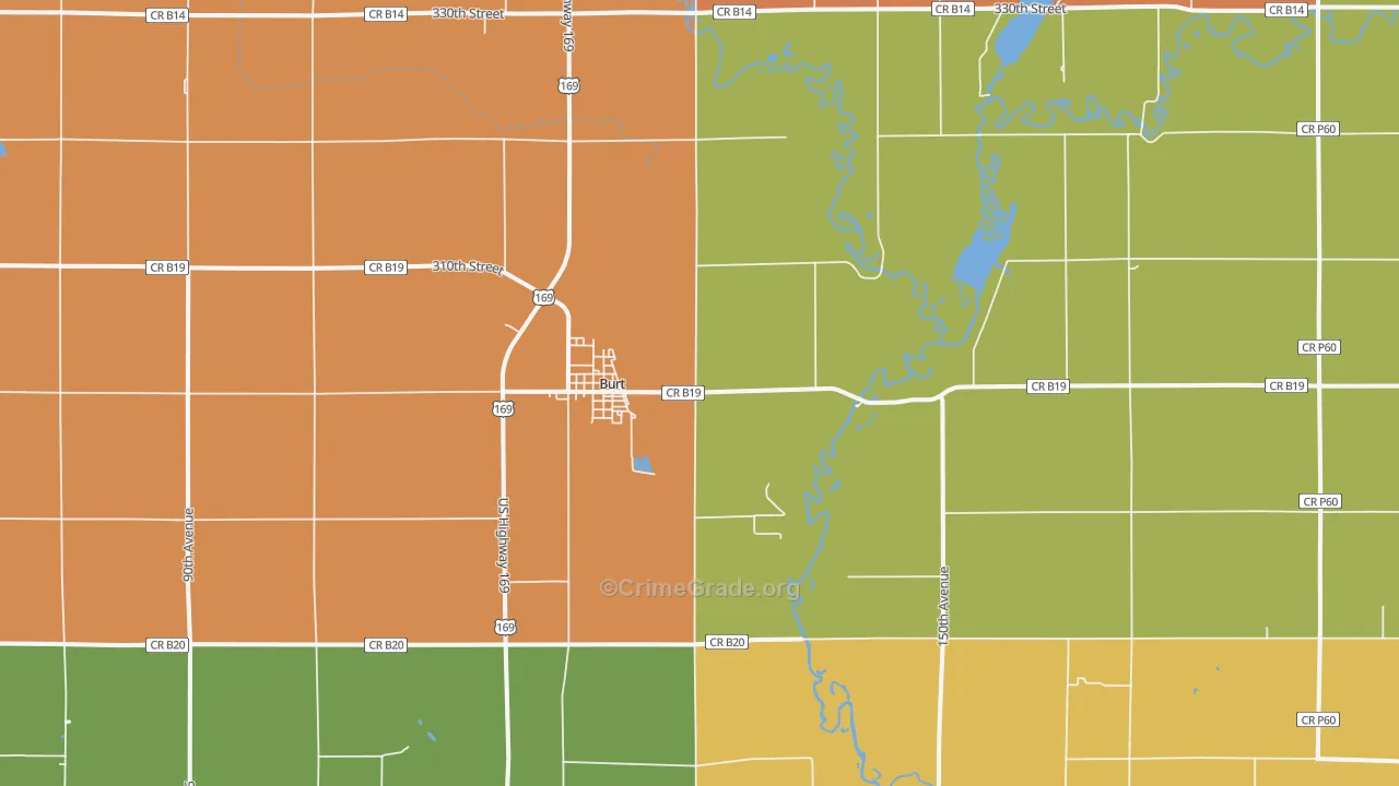 Burt, IA Map of Drug-Related Crime Rates