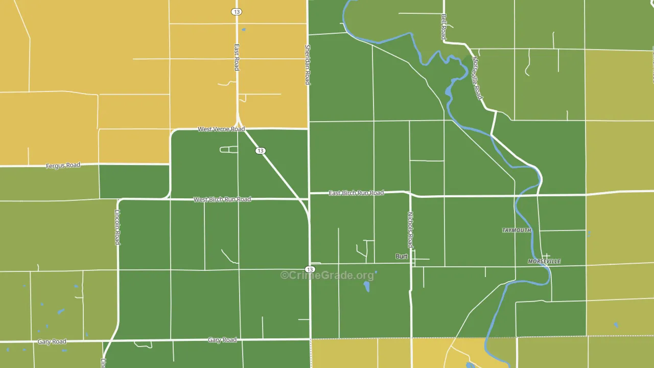 Burt, MI Map of Drug-Related Crime Rates