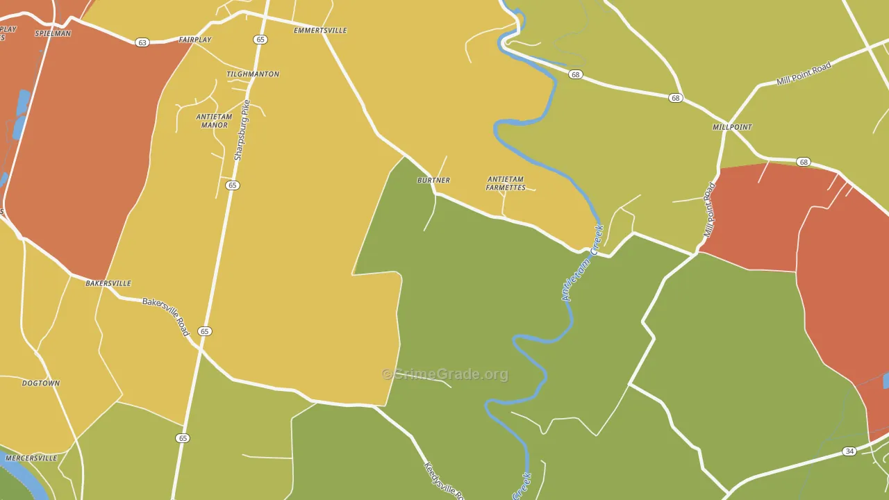 Burtner, MD Map of Drug-Related Crime Rates