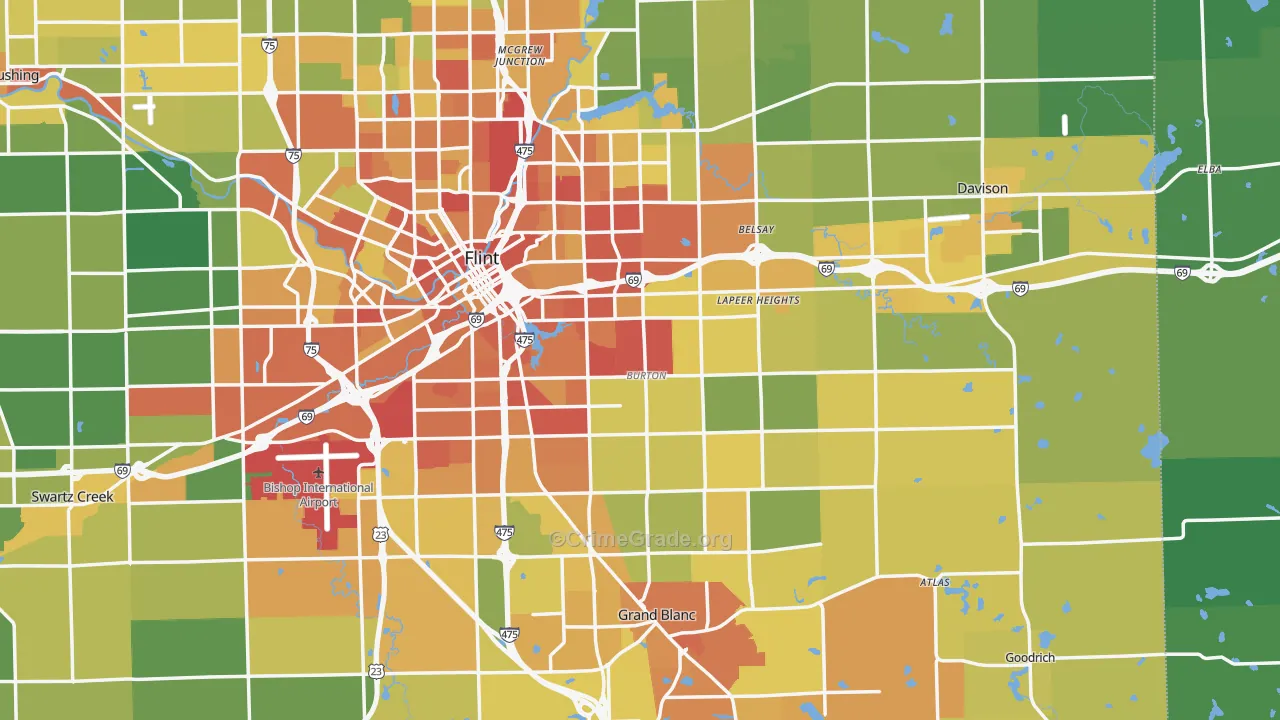 Burton, MI Map of Drug-Related Crime Rates