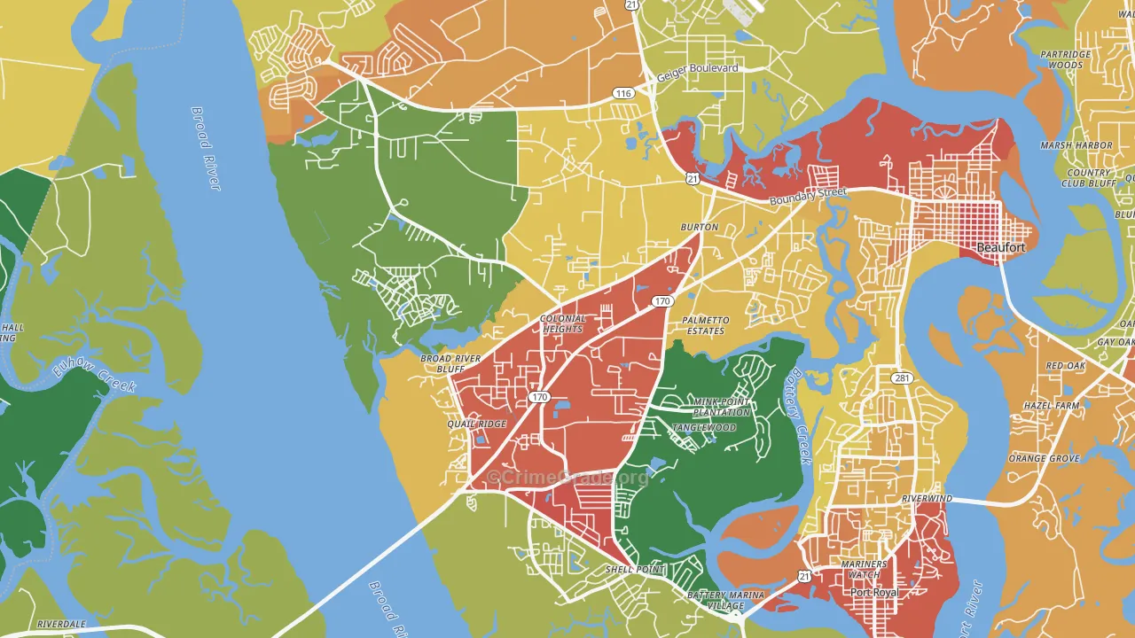 Burton, SC Map of Drug-Related Crime Rates