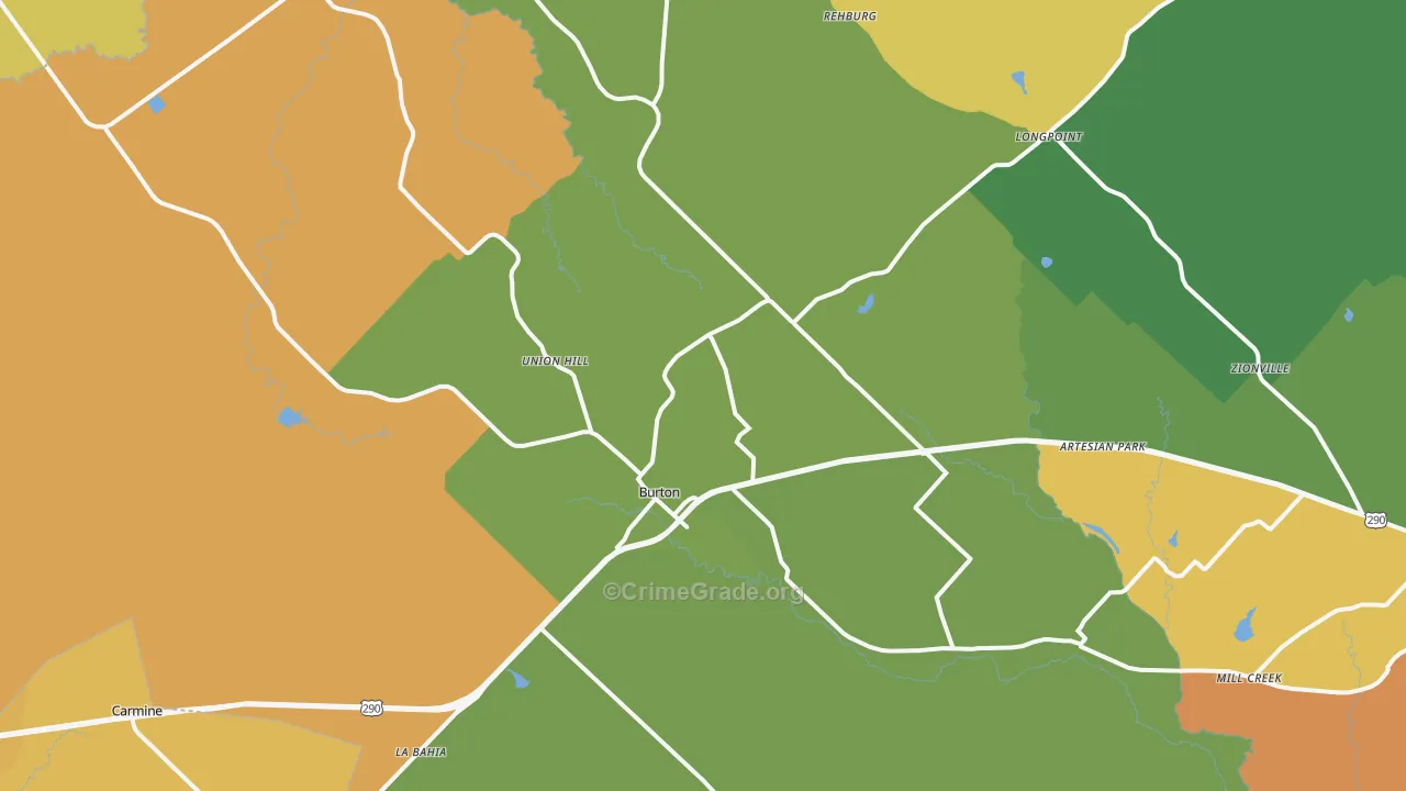 Burton, TX Map of Drug-Related Crime Rates