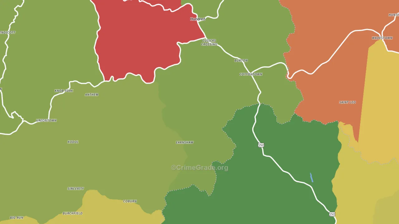 Burton, WV Map of Drug-Related Crime Rates