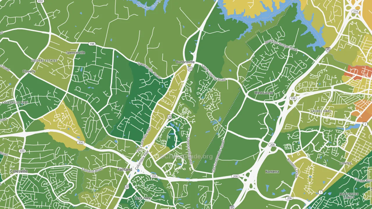 Burtonsville, MD Map of Drug-Related Crime Rates