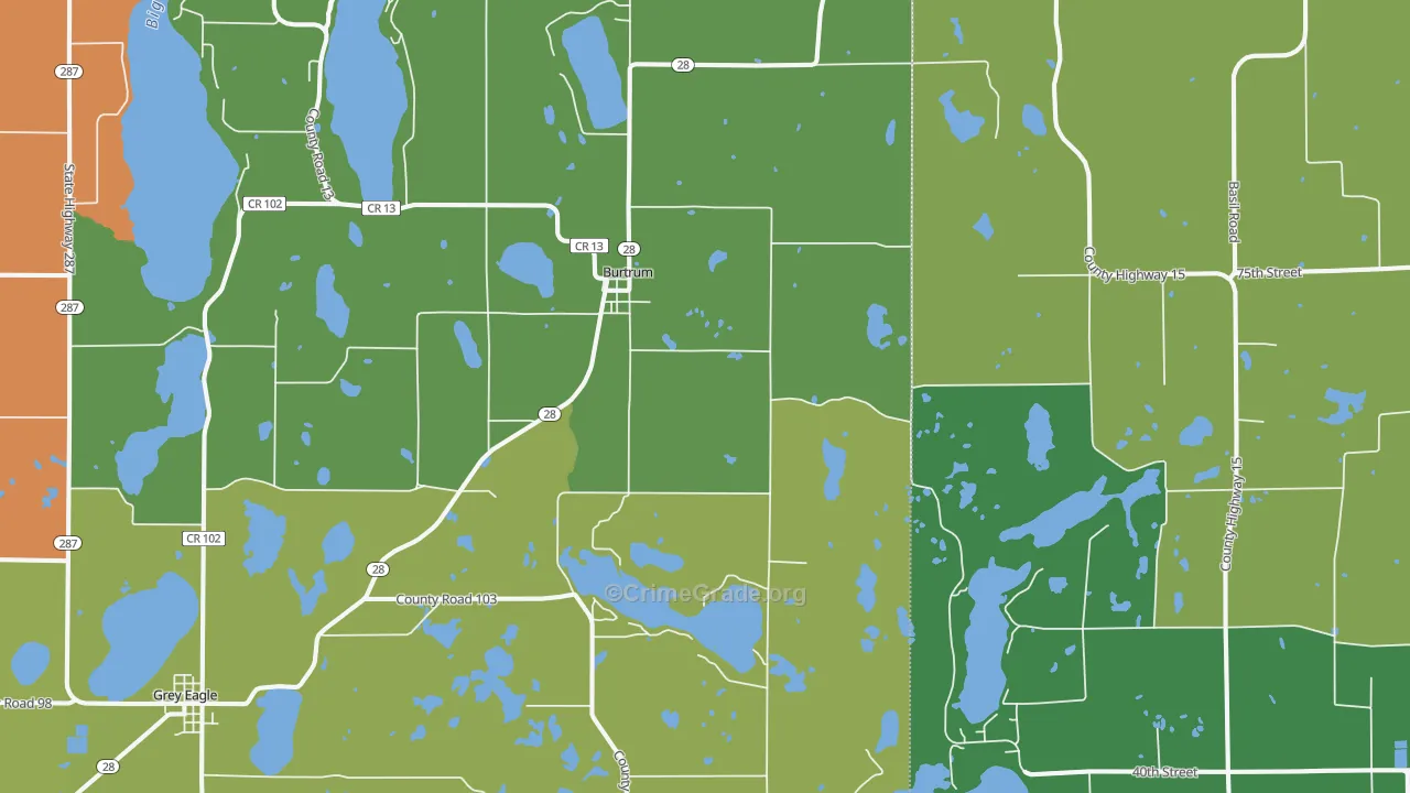 Burtrum, MN Map of Drug-Related Crime Rates