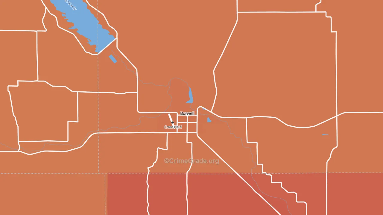 Burwell, NE Map of Drug-Related Crime Rates