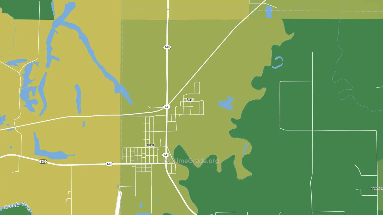Bush, IL Map of Drug-Related Crime Rates